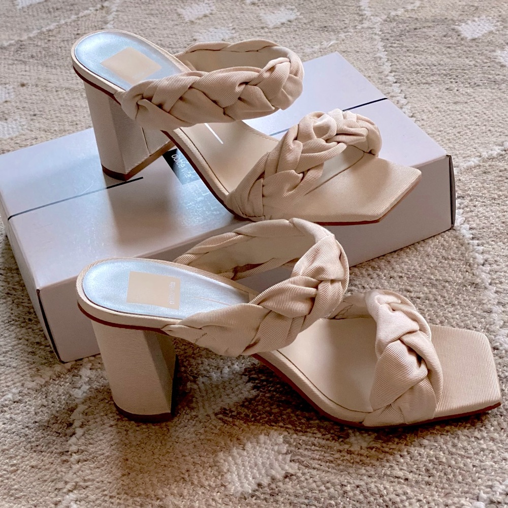 Dolce Vita Pheby Silk Ivory Block Heels NWT